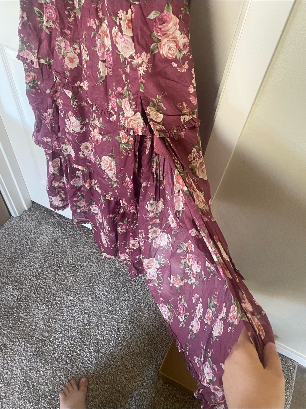 Altar'd State Rose Print Tiered Maxi Dress in Mauve - Picture 8 of 8
